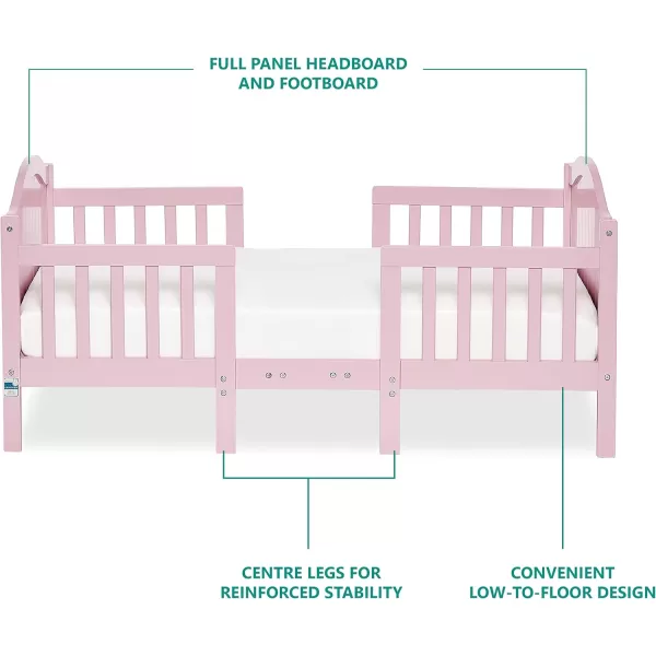 Portland 3 In 1 Convertible Toddler Bed in Pink, Greenguard Gold Certified, 56x29x28 Inch 