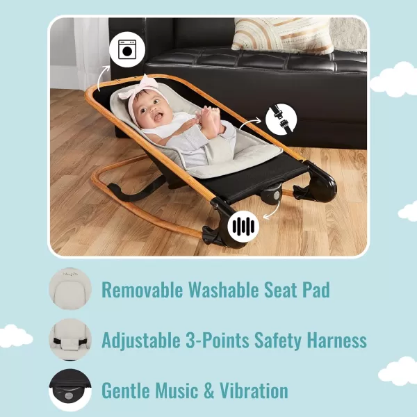 Rock with me 2-in-1 Rocker and Stationary Seat | Compact Portable Infant Rocker with Removable Toys Bar &amp; Hanging Toys in Blue