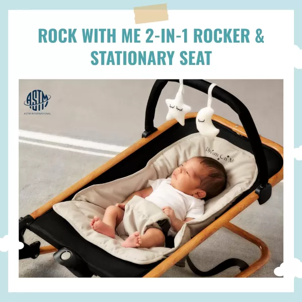 Rock with me 2-in-1 Rocker and Stationary Seat | Compact Portable Infant Rocker with Removable Toys Bar &amp; Hanging Toys in Blue