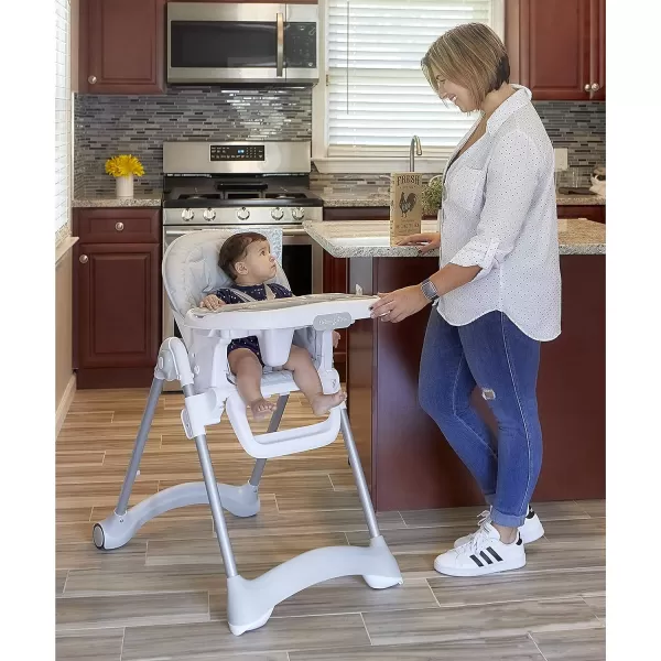 Solid Times High Chair for Babies and Toddlers in Grey, Multiple Recline and Height Positions, Lightweight Portable Baby High Chair, 5 point Safety Harness, Easy to Clean Surface