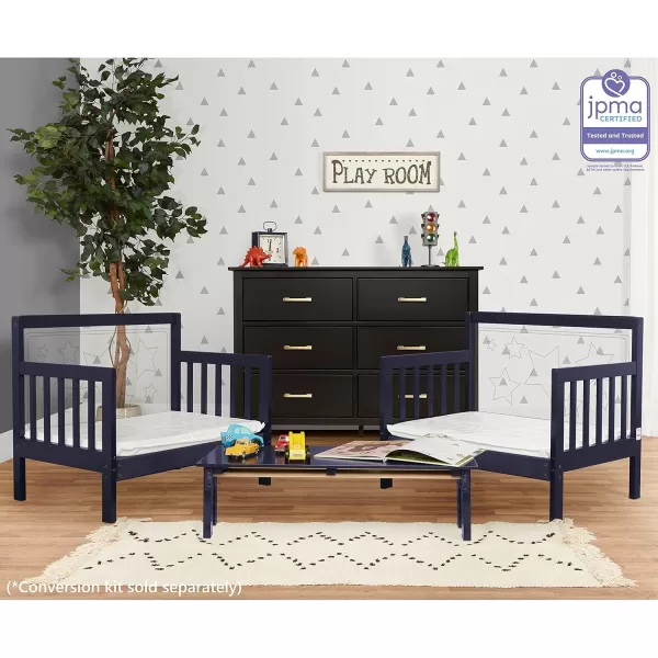 Star 3 in 1 Convertible Toddler Bed in Cool Navy, Converts to Chair&amp;Table, Non-Toxic Finish, JPMA Certified, Made of Durable &amp; Sustainable Pinewood