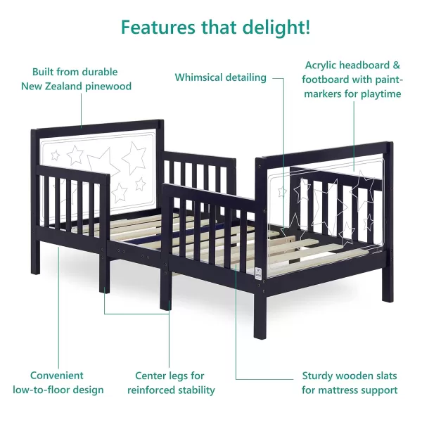 Star 3 in 1 Convertible Toddler Bed in Cool Navy, Converts to Chair&amp;Table, Non-Toxic Finish, JPMA Certified, Made of Durable &amp; Sustainable Pinewood