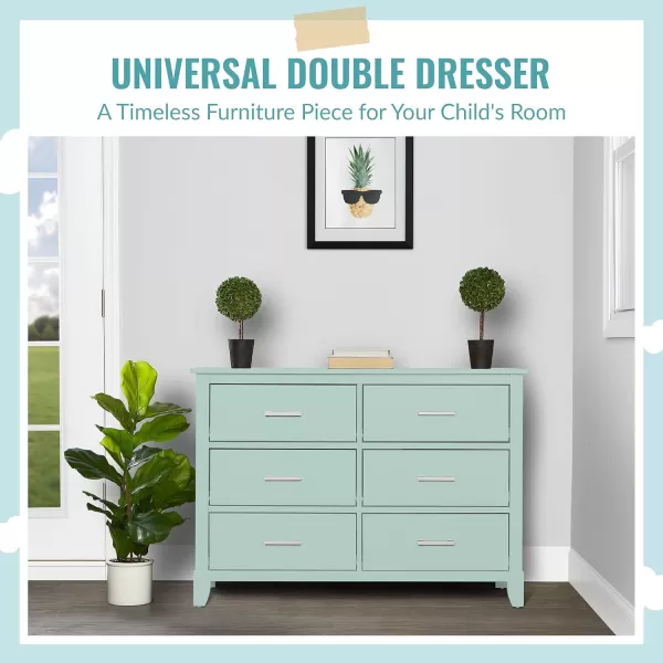 Universal Double Dresser In Black, Kids Bedroom Dresser, Six Drawers Dresser, Mid-Century Modern, Made Of Solid, Sustainable Pinewood, Easy Assembly