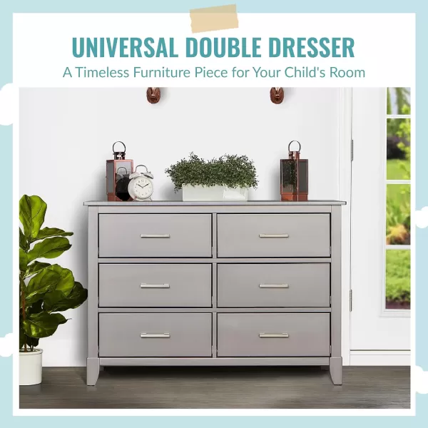 Universal Double Dresser In Black, Kids Bedroom Dresser, Six Drawers Dresser, Mid-Century Modern, Made Of Solid, Sustainable Pinewood, Easy Assembly