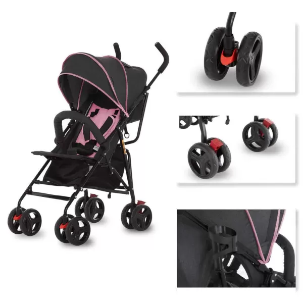 Vista Moonwalk Baby Stroller in Black, Lightweight Infant Stroller with Compact Fold, Multi-Position Recline Umbrella Stroller with Canopy, Extra Large Storage and Cup Holder