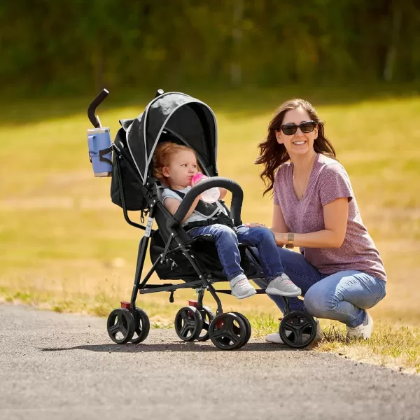 Vista Moonwalk Baby Stroller in Black, Lightweight Infant Stroller with Compact Fold, Multi-Position Recline Umbrella Stroller with Canopy, Extra Large Storage and Cup Holder