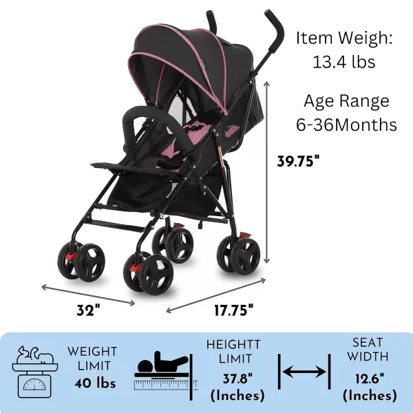 Vista Moonwalk Baby Stroller in Black, Lightweight Infant Stroller with Compact Fold, Multi-Position Recline Umbrella Stroller with Canopy, Extra Large Storage and Cup Holder