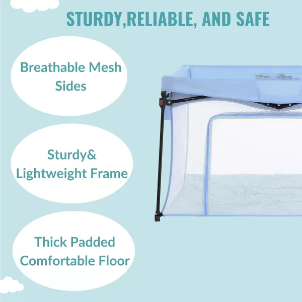 Ziggy Square Baby Playpen in Blue, Easy Set Up and Lightweight, Breathable Mesh Walls, Playpen for Babies and Toddlers