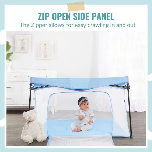 Ziggy Square Baby Playpen in Blue, Easy Set Up and Lightweight, Breathable Mesh Walls, Playpen for Babies and Toddlers