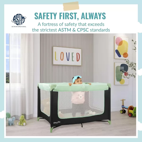 Zodiak Portable Playard in Mint, Lightweight, Packable and Easy Setup Baby Playard, Breathable Mesh Sides and Soft Fabric - Comes with a Removable Padded Mat