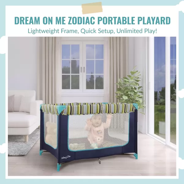 Zodiak Portable Playard in Mint, Lightweight, Packable and Easy Setup Baby Playard, Breathable Mesh Sides and Soft Fabric - Comes with a Removable Padded Mat