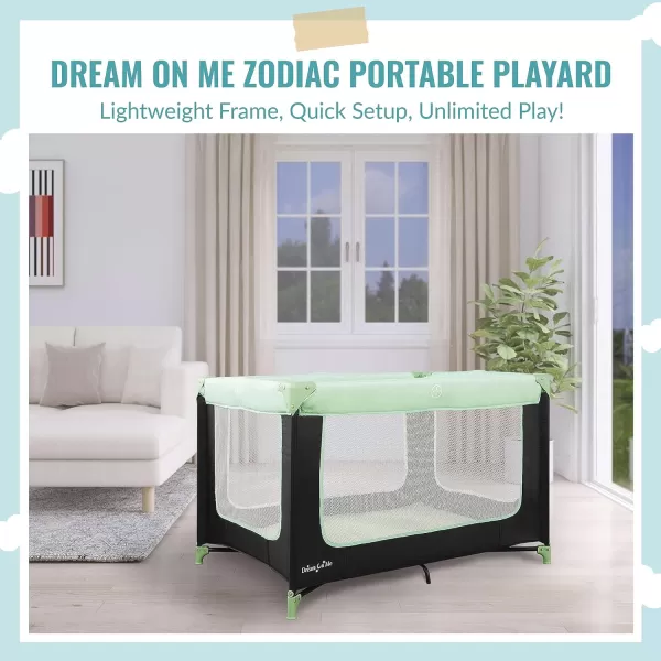 Zodiak Portable Playard in Mint, Lightweight, Packable and Easy Setup Baby Playard, Breathable Mesh Sides and Soft Fabric - Comes with a Removable Padded Mat