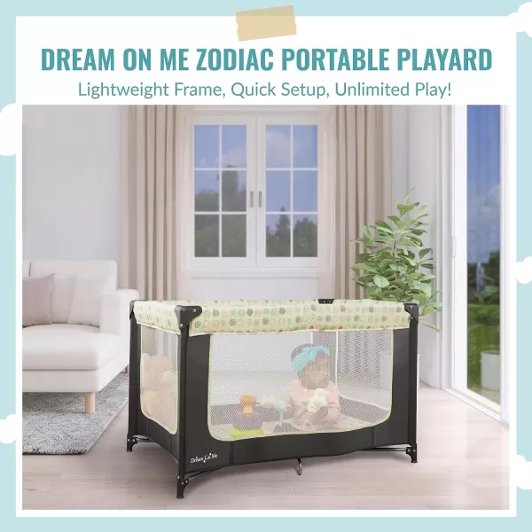 Zodiak Portable Playard in Mint, Lightweight, Packable and Easy Setup Baby Playard, Breathable Mesh Sides and Soft Fabric - Comes with a Removable Padded Mat