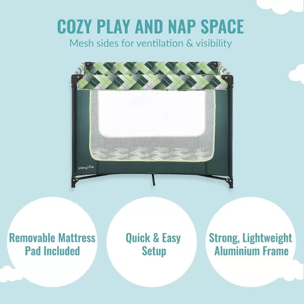 Zoom Portable Playard in Light Grey, Lightweight, Packable and Easy Setup Baby Playard, Breathable Mesh Sides and Soft Fabric - Comes with a Removable Padded Mat