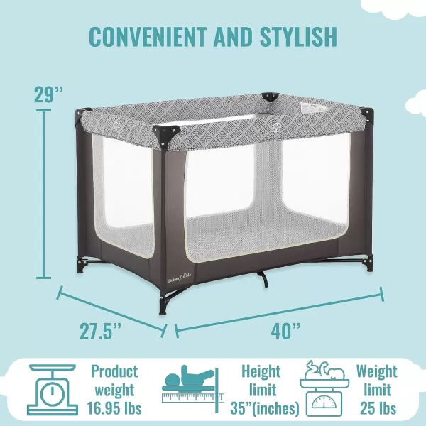 Zoom Portable Playard in Light Grey, Lightweight, Packable and Easy Setup Baby Playard, Breathable Mesh Sides and Soft Fabric - Comes with a Removable Padded Mat