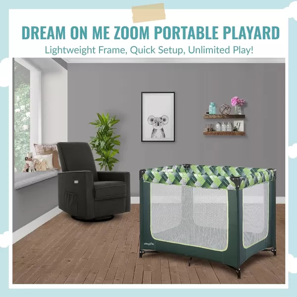 Zoom Portable Playard in Light Grey, Lightweight, Packable and Easy Setup Baby Playard, Breathable Mesh Sides and Soft Fabric - Comes with a Removable Padded Mat