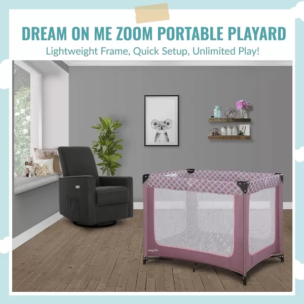 Zoom Portable Playard in Light Grey, Lightweight, Packable and Easy Setup Baby Playard, Breathable Mesh Sides and Soft Fabric - Comes with a Removable Padded Mat