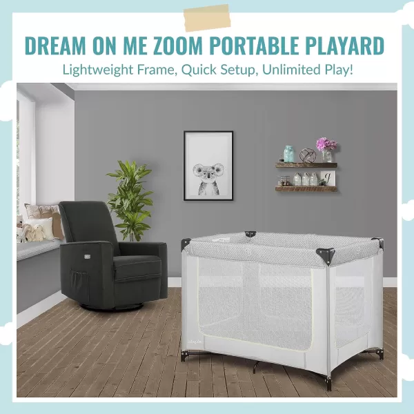 Zoom Portable Playard in Light Grey, Lightweight, Packable and Easy Setup Baby Playard, Breathable Mesh Sides and Soft Fabric - Comes with a Removable Padded Mat