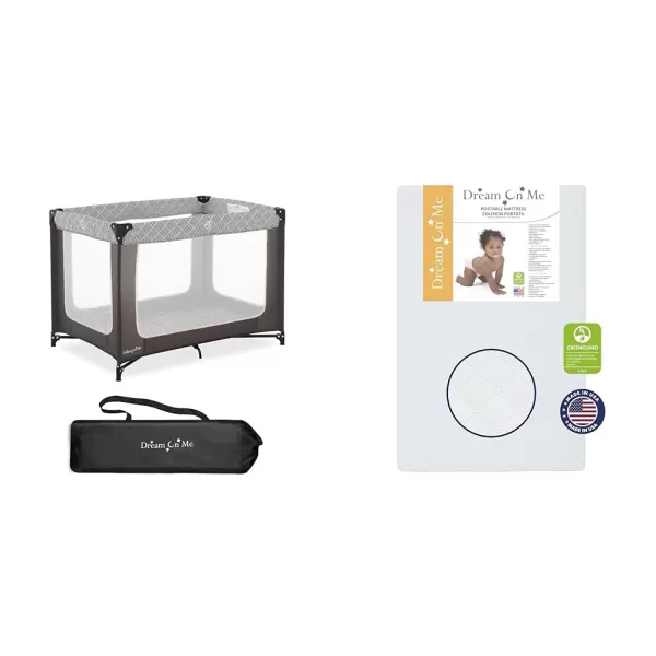 Zoom Portable Playard in Light Grey, Lightweight, Packable and Easy Setup Baby Playard, Breathable Mesh Sides and Soft Fabric - Comes with a Removable Padded Mat