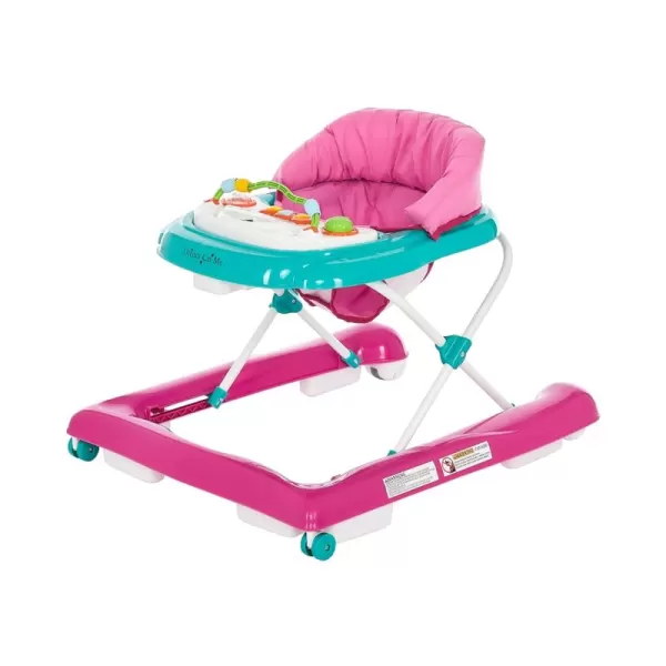 2-in-1 Ava Baby Walker, Easy Convertible Baby Walker, Walk Behind, Height Adjustable Seat, Added Back Support, Detachable-Toy Slate, Teal Pink