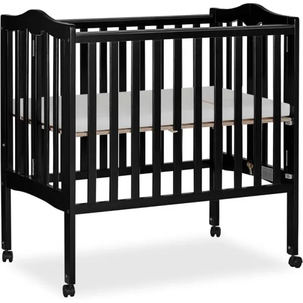 2-in-1 Lightweight Folding Portable Stationary Side Crib in Espresso, Greenguard Gold Certified, Baby Crib to Playpen, Folds Flat for Storage, Locking Wheels