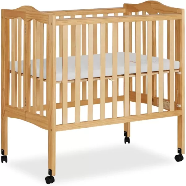 2-in-1 Lightweight Folding Portable Stationary Side Crib in Espresso, Greenguard Gold Certified, Baby Crib to Playpen, Folds Flat for Storage, Locking Wheels