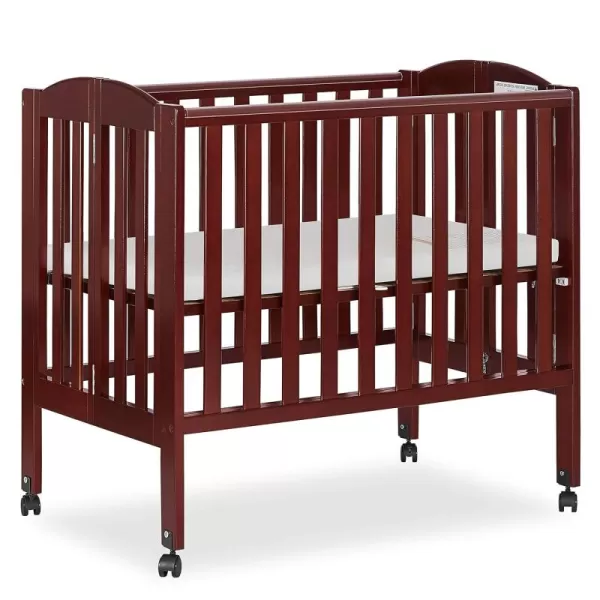 2 in 1 Portable Folding Stationary Side Crib in Cherry, Greenguard Gold Certified , 2 Piece Set