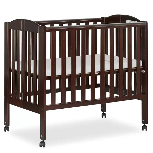 2 in 1 Portable Folding Stationary Side Crib in Cherry, Greenguard Gold Certified , 2 Piece Set