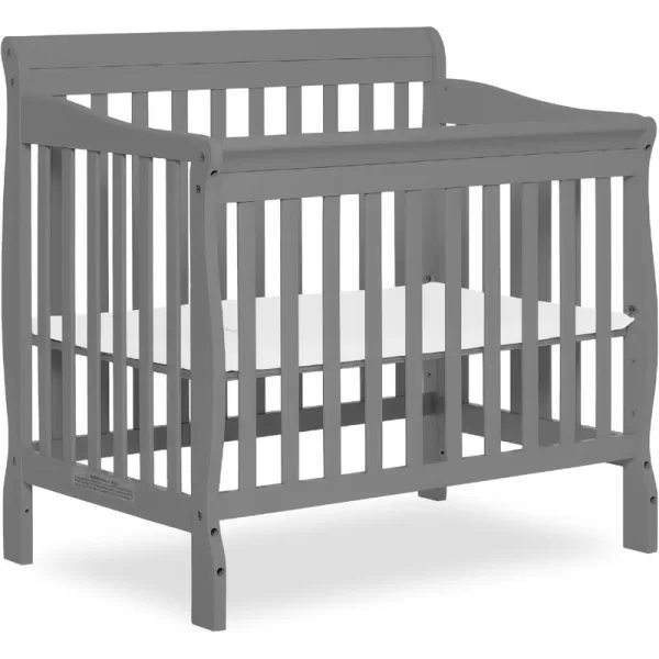 Aden 4-in-1 Convertible Mini Crib In Black, Greenguard Gold Certified, Non-Toxic Finish, New Zealand Pinewood, With 3 Mattress Height Settings