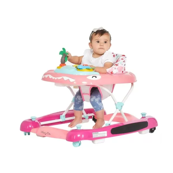 Baby Steps Baby Walker in Pink, Adjustable Three Position Height Setting, Removable Tray, Easy to Fold and Store Baby Walker