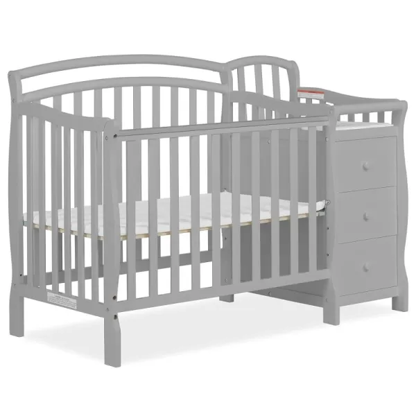 Casco 3-In-1 Mini Crib And Changing Table In White, Convertible Crib, Made Of Pinewood, Three Position Adjustable Mattress Height Settings