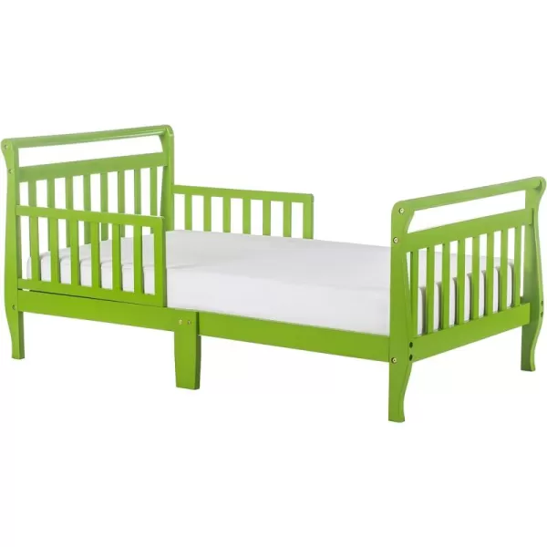 Classic Sleigh Toddler Bed in Lime Green, JPMA Certified, Comes with Safety Rails, Non-Toxic Finishes, Low to Floor Design, Wooden Nursery Furniture