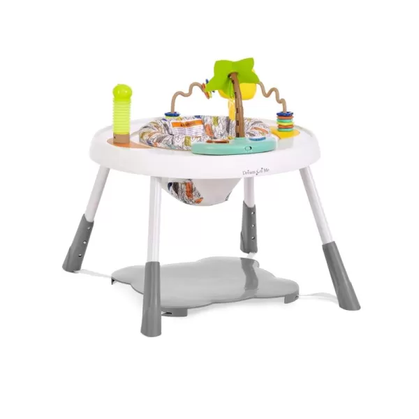 Curio Sit N Seek Baby Activity Center in Grey, 2 in 1 Activity Center and Play Table with 3 Detachable Toys and Music, 3 Level Height Adjustable Positions Activity Center for Baby