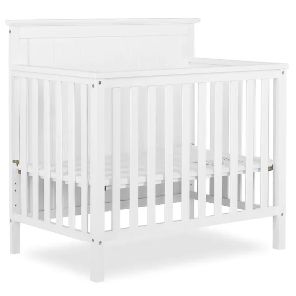 Dream On Me Ava 4-in-1 Convertible Mini Crib in Pebble Grey, 635-PG, Greenguard Gold Certified, Non-Toxic Finish, Comes with 1" Mattress Pad, with 3 Mattress Height Settings