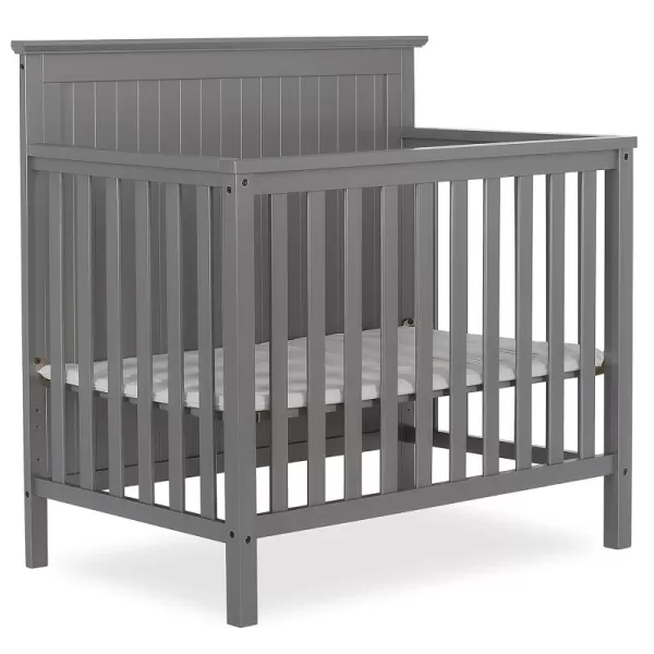 Dream On Me Ava 4-in-1 Convertible Mini Crib in Pebble Grey, 635-PG, Greenguard Gold Certified, Non-Toxic Finish, Comes with 1" Mattress Pad, with 3 Mattress Height Settings