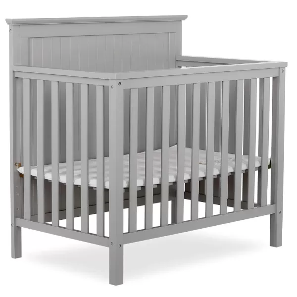 Dream On Me Ava 4-in-1 Convertible Mini Crib in Pebble Grey, 635-PG, Greenguard Gold Certified, Non-Toxic Finish, Comes with 1" Mattress Pad, with 3 Mattress Height Settings