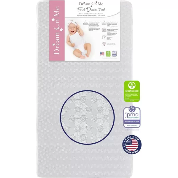 Dream On Me Honeycomb Orthopedic Firm Fiber Standard Baby Crib Mattress, Greenguard Gold and JPMA Certified, 5” Fiber Core Optimum Support, Fits Crib and Toddler Bed, Waterproof Vinyl Cover