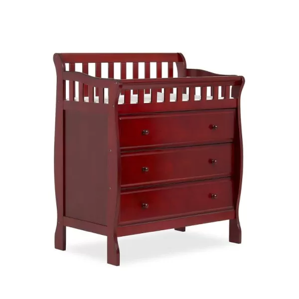 Dream On Me Marcus Changing Table And Dresser In Cherry, Features 3 Spacious Drawers, Non-Toxic Finishes, Comes With 1" Changing Pad, Made Of Solid Wood