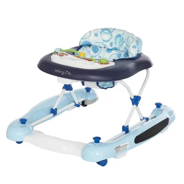 Go-Getter Baby Walker and Walk Behind Walker, Adjustable Seat Height, Comfortable Padded Seat, Easy to Fold, Pack and Store, Detachable Fun Tray, Blue