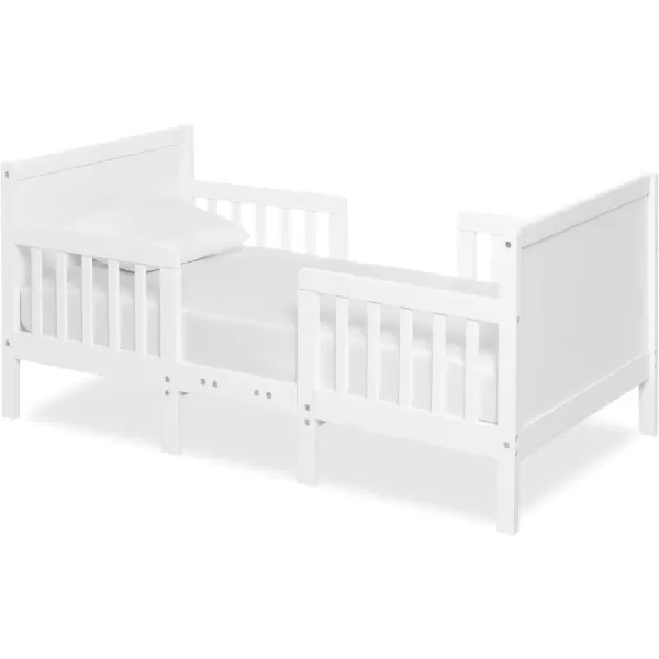 Hudson 3 In 1 Convertible Toddler Bed In White, Greenguard Gold Certified, JPMA Certified, Non Toxic Finishes, Made of Sustainable New Zealand Pinewood