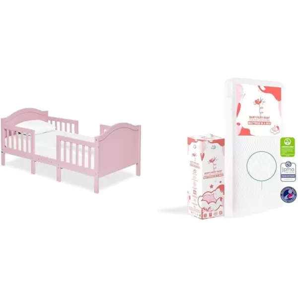 Portland 3 In 1 Convertible Toddler Bed in Pink, Greenguard Gold Certified, 56x29x28 Inch 