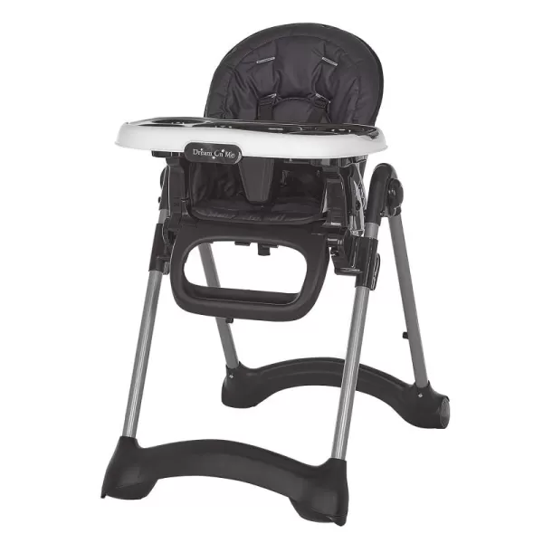 Solid Times High Chair for Babies and Toddlers in Grey, Multiple Recline and Height Positions, Lightweight Portable Baby High Chair, 5 point Safety Harness, Easy to Clean Surface