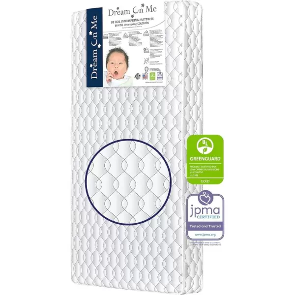 Twilight 5” 88 Coil Inner Spring Crib And Toddler Mattress, Greenguard Gold Certified, 10 Year Limited Warranty, Waterproof Vinyl Cover, Made In The U.S.A, Support And Comfort