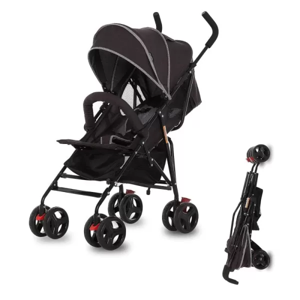 Vista Moonwalk Baby Stroller in Black, Lightweight Infant Stroller with Compact Fold, Multi-Position Recline Umbrella Stroller with Canopy, Extra Large Storage and Cup Holder