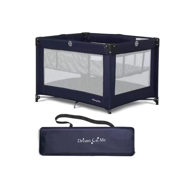 Zazzy Portable Playard with Bassinet in Navy, Packable and Easy Setup Baby Playard, Lightweight and Portable Playard for Baby with Mattress and Travel Bag