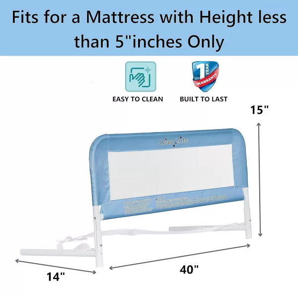 Adjustable Mesh Bed Rail, Two Height Levels, Ready To Use, Compatible with Adult Twin Size Beds, All Steel construction, Equipped with Guard Gap, Durable Nylon Fabric Mesh, Blue