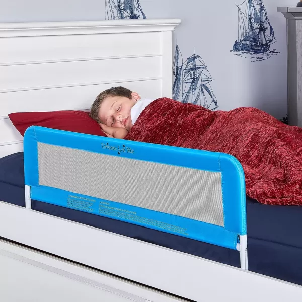 Adjustable Mesh Bed Rail, Two Height Levels, Ready To Use, Compatible with Adult Twin Size Beds, All Steel construction, Equipped with Guard Gap, Durable Nylon Fabric Mesh, Blue