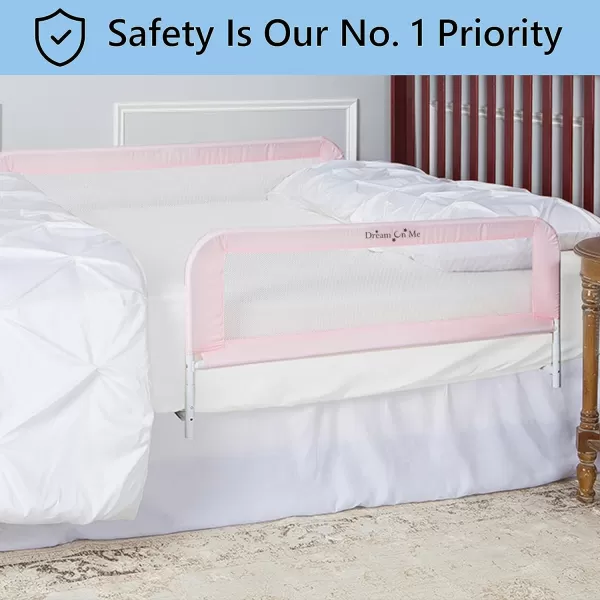 Adjustable Mesh Bed Rail in Pink, Two Height Levels, Breathable and Durable Fabric, Lightweight and Portable Bed Rail for Toddlers, Double Pack