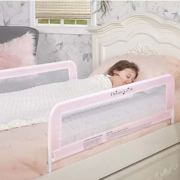 Adjustable Mesh Bed Rail in Pink, Two Height Levels, Breathable and Durable Fabric, Lightweight and Portable Bed Rail for Toddlers, Double Pack