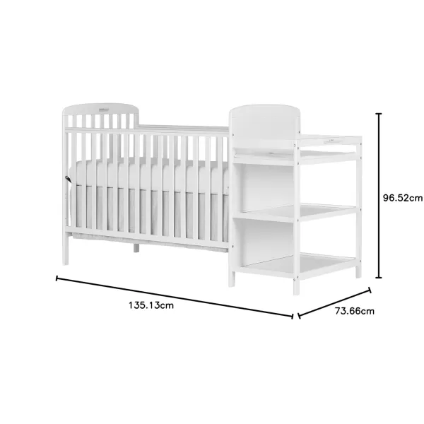 Anna 3-in-1 Full-Size Crib and Changing Table Combo in Steel Grey, Greenguard Gold Certified, Non-Toxic Finishes, Includes 1" Changing Pad, Wooden Nursery Furniture